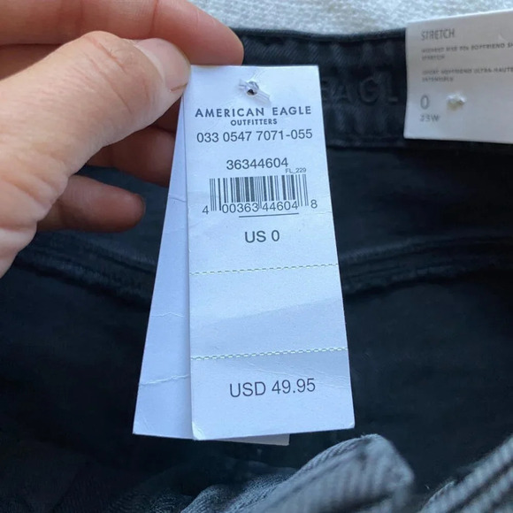 NTW American Eagle Highest Rise 90s Boyfriend Jean Shorts Washed Black Size 0 25 - Picture 4 of 6